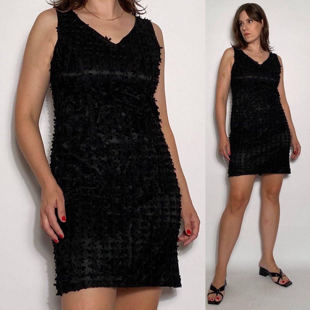 Vintage 1980s Black Dress with ALL OVER BOWS -- Size 8
